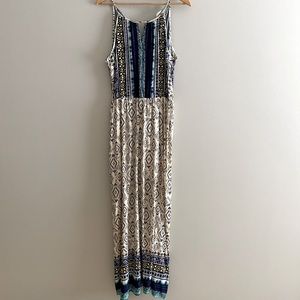 Boho Maxi Summer Dress Blue Black